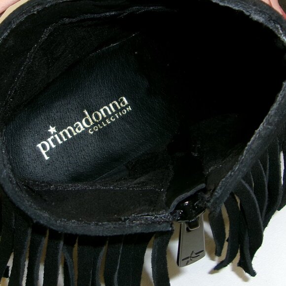 Primadonna Collection Black Suede Leather Fringed Western Booties US 8.5 - Picture 5 of 6